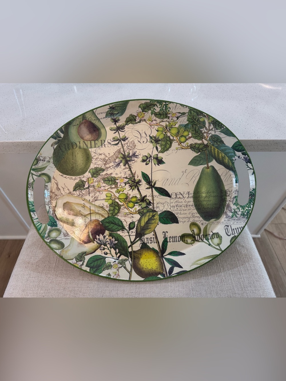 Michel Design Works Serving Tray Jardiniers Green Garden Kitchen Oval Metal